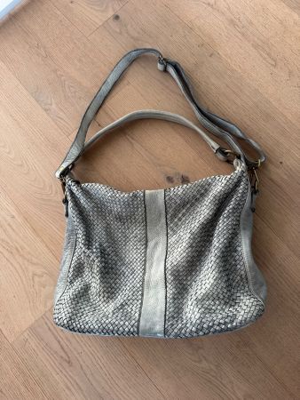 Echtleder Tasche geflochten Grau Italien Made 🇮🇹 Handta...