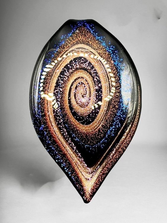 Pendentif Ancien En Verre De Murano Signé – Ambre Et Confettie, Cordon 50 Cm