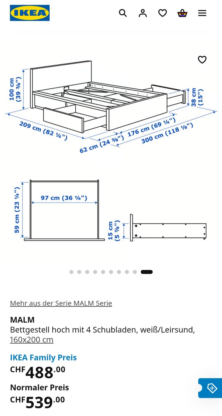 Ikea Lits: Bed Frame 160 x 200 – D'occasion à Zürich par zai_2kss 2
