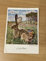 Antike Osterkarte, Hasenmotiv, Rarität, ca. 1957, Top!