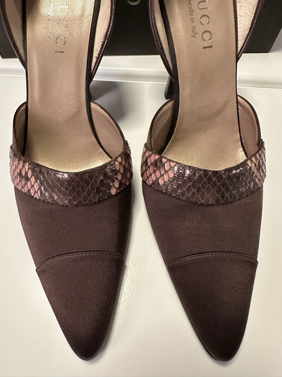 Gucci Scarpe da donna: Gucci Pumps Satin Python brown 38.5 size  – Nuovo e nell'imballaggio originale da Zürich venduto da LoveFashion76 1