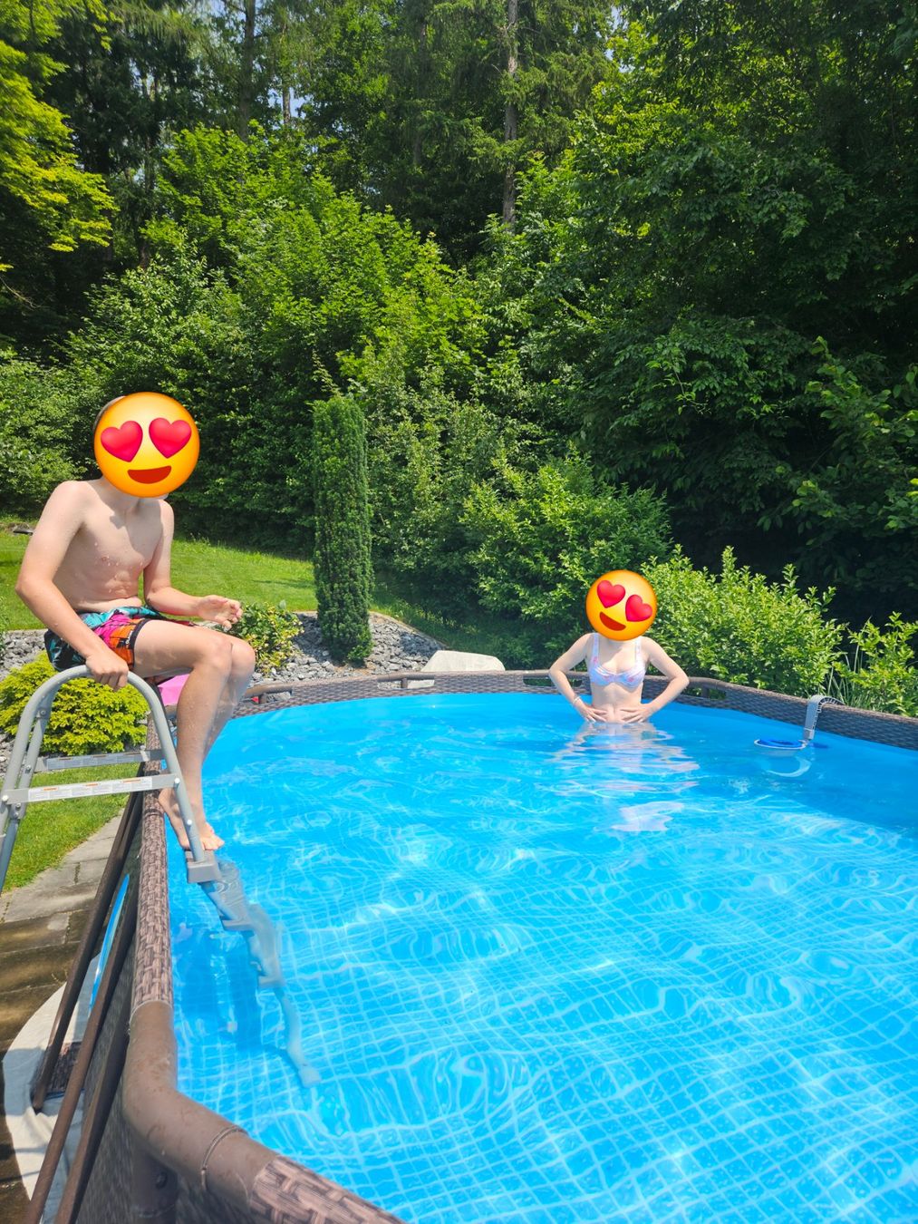 Bestway Piscines: Bestway Pool in Rattanoptik mit Sandfilterpumpe – D'occasion à Hüntwangen par Baileyn 5