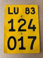 Velonummer LU 83 gelb Mofanummer Mofaschild Plaque Mofa