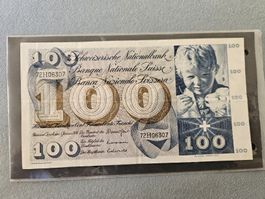 Schweizer 100 Franken Banknote 6. Serie 1976 Original SNB