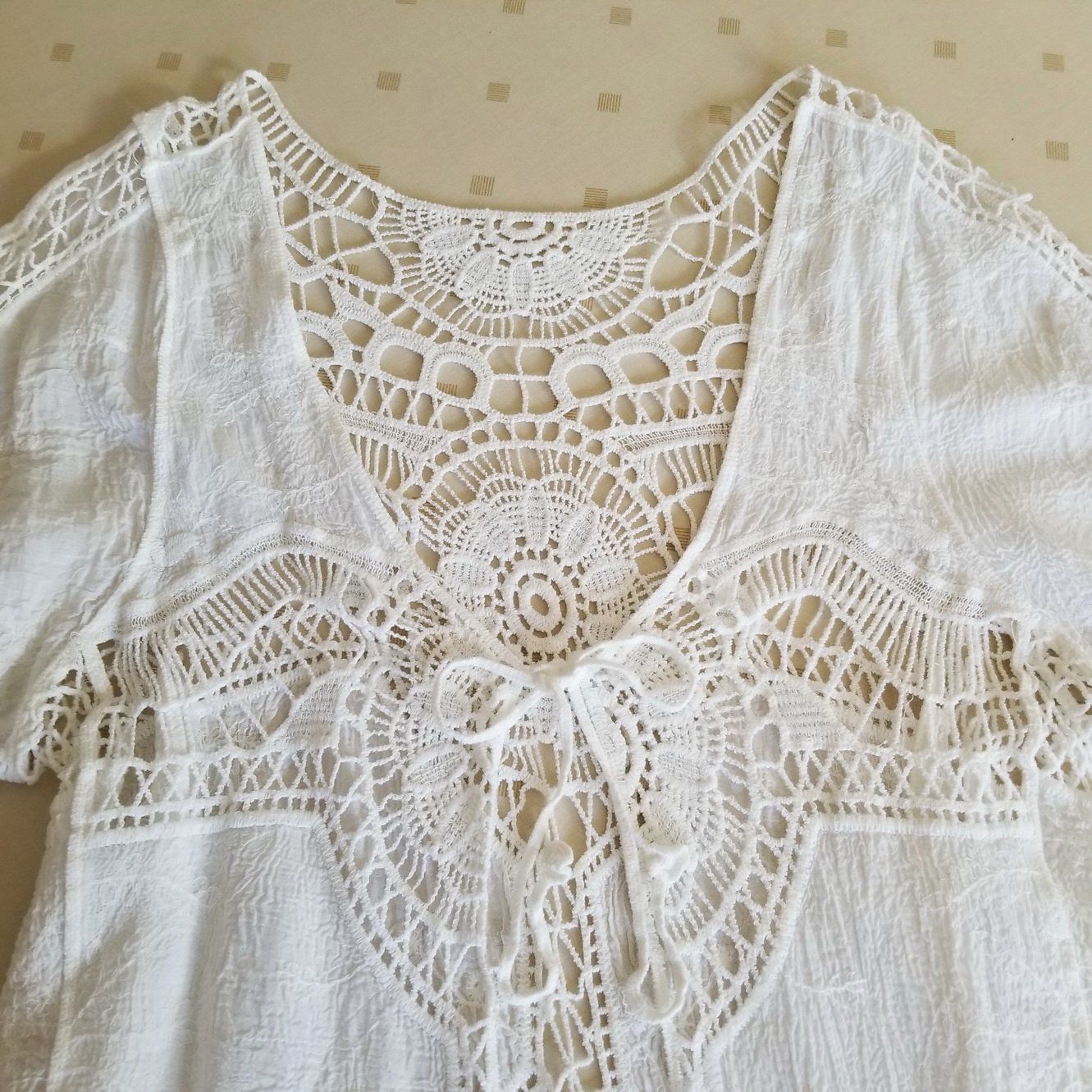 Camicette: Bluse Weiss mit Spitzen-Stoff Mix – Nuovo (secondo la descrizione) da Schwerzenbach venduto da vimo-18 4