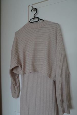 Ensemble robe + pull beige côtelé Taille S
