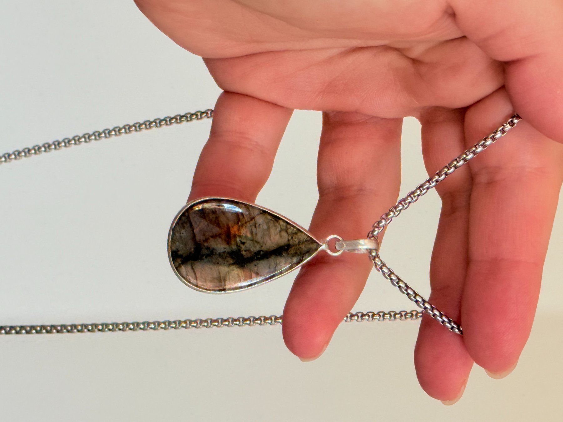 Catenine: Collier avec labradorite - Élégant & Naturel! – Nuovo e nell'imballaggio originale da Genève venduto da AWWA 6