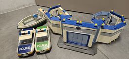 Playmobil Polizeistation mit 2 Polizeiautos und Zollschiff