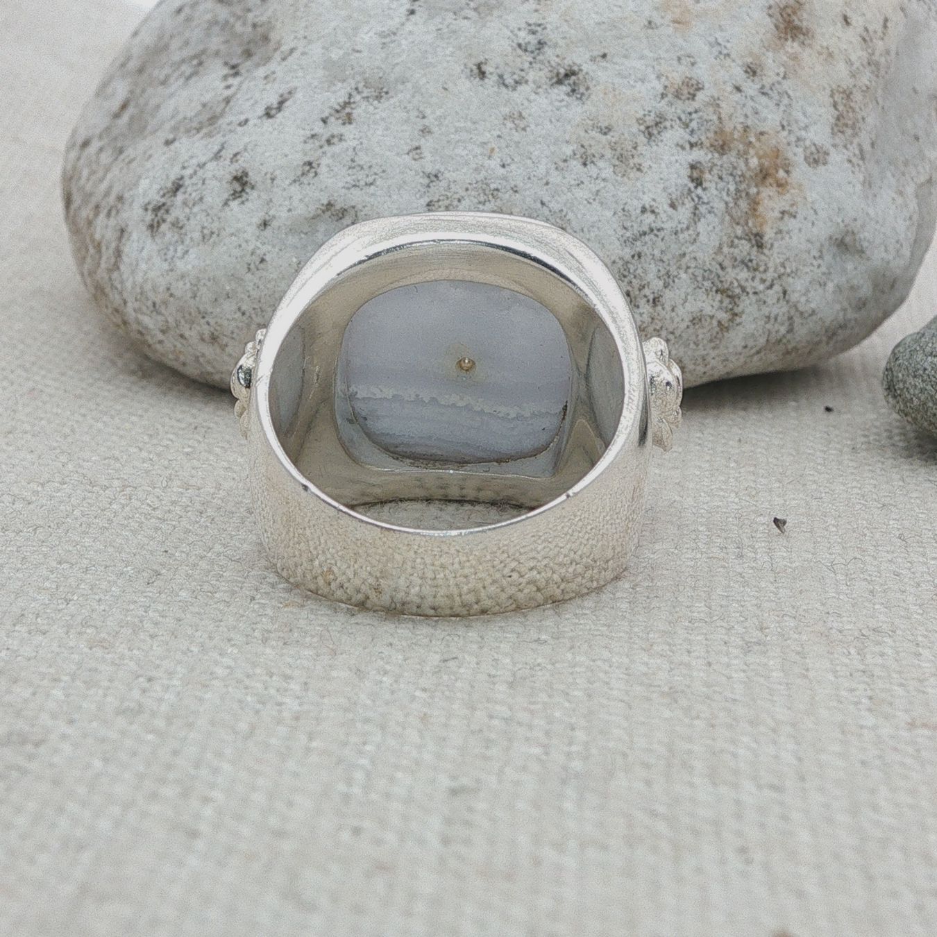 Olga Ribler Anelli: Silberring mit blauem Achat, Gr.53 – Nuovo (secondo la descrizione) da Luzern venduto da MonikaS03