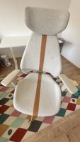 Office Chair, Ergonomic, Light Grey & Tan Leather A