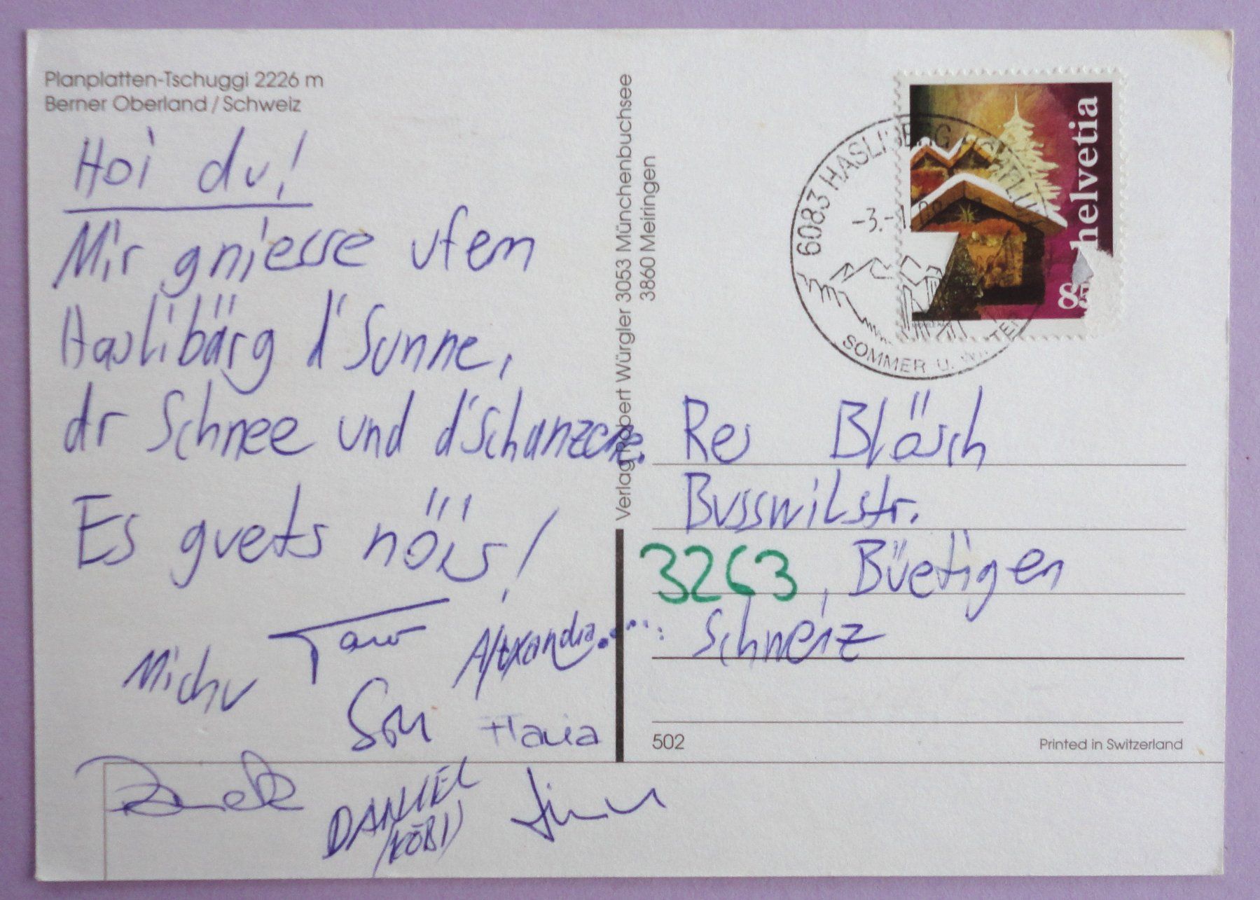 Cartoline postali: Planplatten-Tschuggi 2226 m, B.O. – Usato da Fétigny venduto da Billy2miny 1