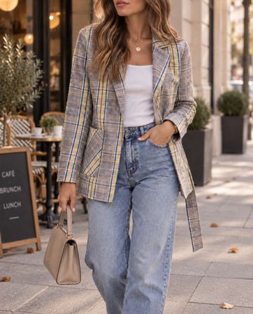 BLAZER À CARREAUX BERSHKA