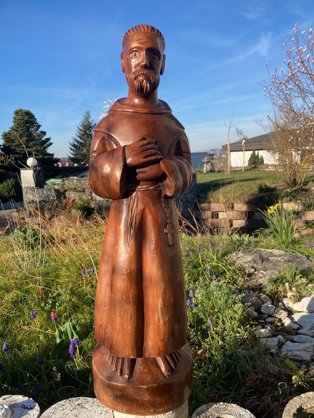 Sculture & Statue: Heiligenfigur Mönch Holz geschnitzt 8.5 Kilogramm – Usato da Subingen venduto da ArtBead 2