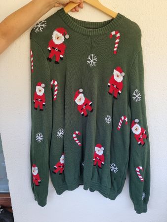 Weihnachtspullover mit Weihnachtsmann Motiv Grösse XL