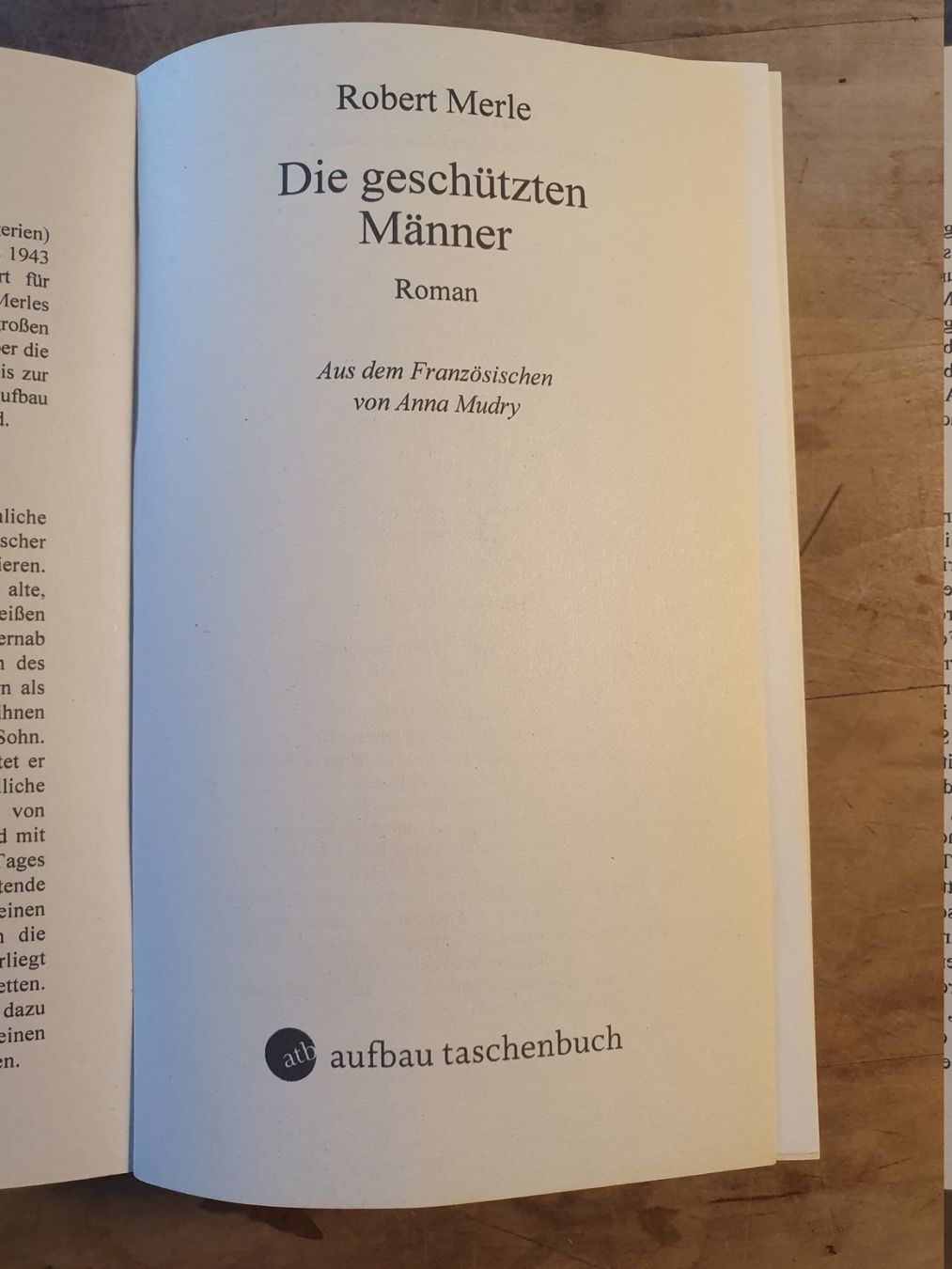 Libri: Die geschützten Männer Robert Merle ATB – Usato da Zürich venduto da loosebone 1