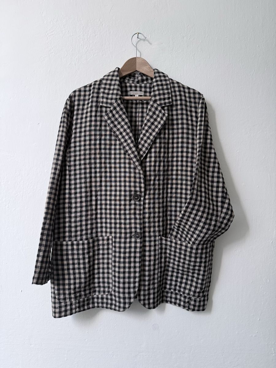 Jacken: Leinenblazer Karomuster schwarz/beige Grösse M – Neu (gemäss Beschreibung) aus Basel von A-Z-B
