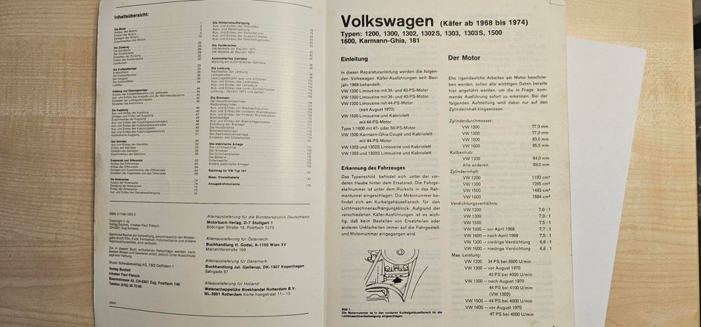 VW Käfer ab 1968: 1200/1300/1302/302S/1303/1303S