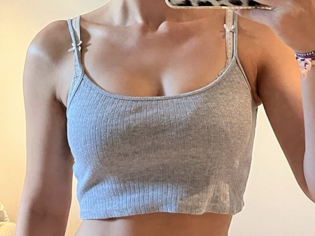 Brandy Melville Grey Ribbed Cropped Cami Top good condition
