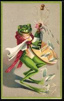 Froschkellner lässt sein Tablett mit de