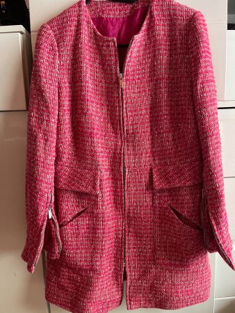 Chic Cappotto di tweed colore lampone-tg S/M-autunno