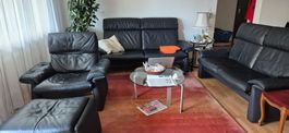 Ledergruppe 2er Sessel, 1er Sessel und Hocker