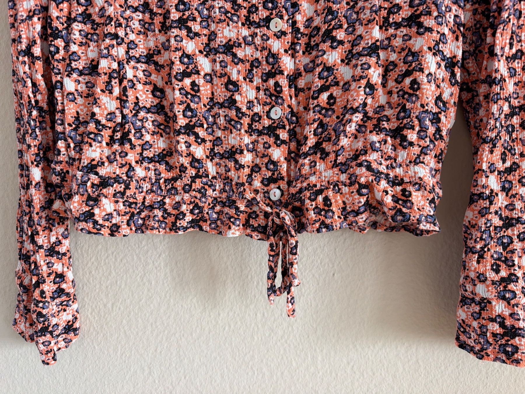 Camicette: Damen Bluse langarm gemustert mit Knopfleiste orange – Usato da Brunnen venduto da Evoiii 2