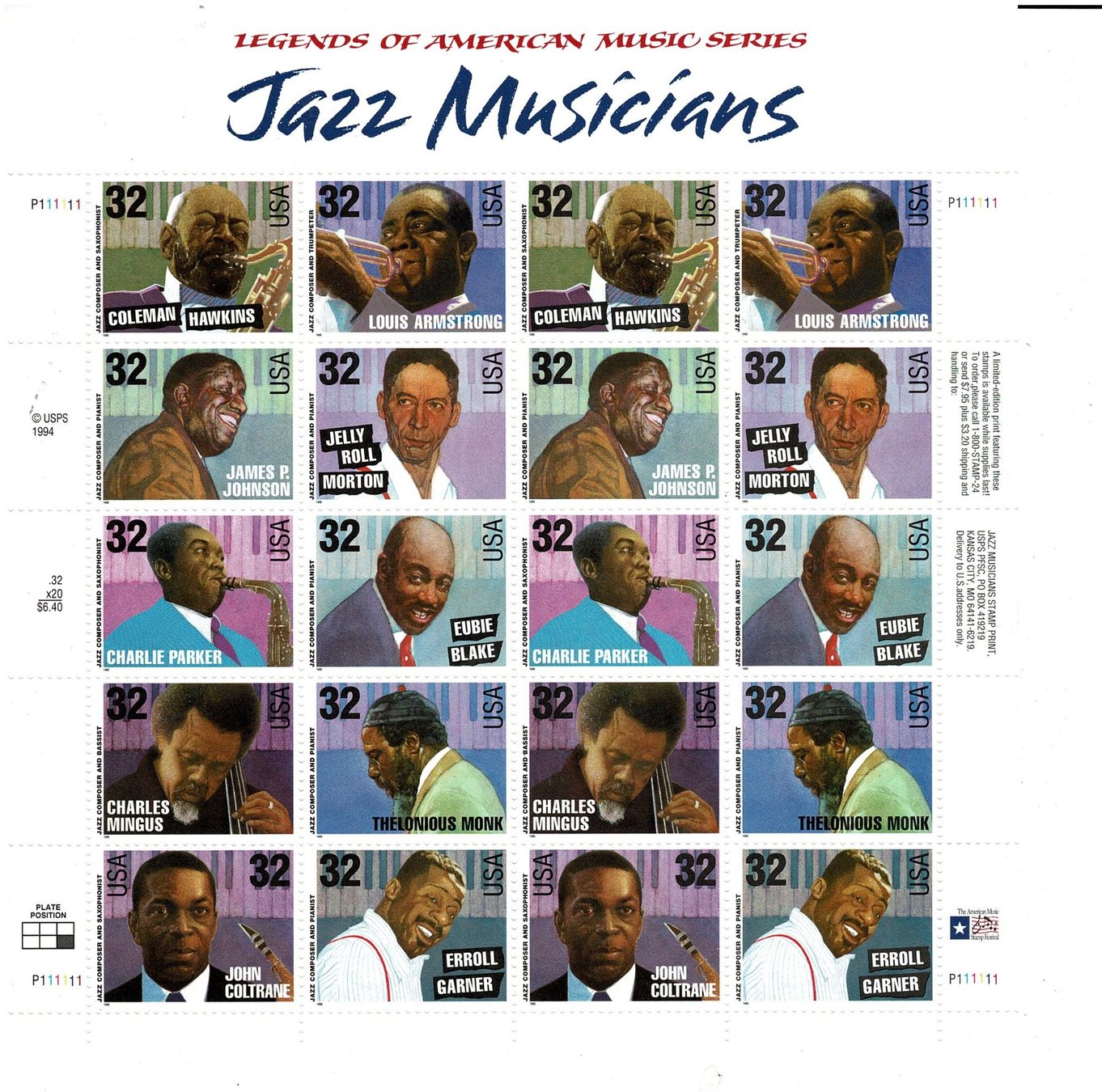 Tutti i francobolli: USA Jazz Musicians 1 KB ** – Nuovo (secondo la descrizione) da Lausanne venduto da Whorvath