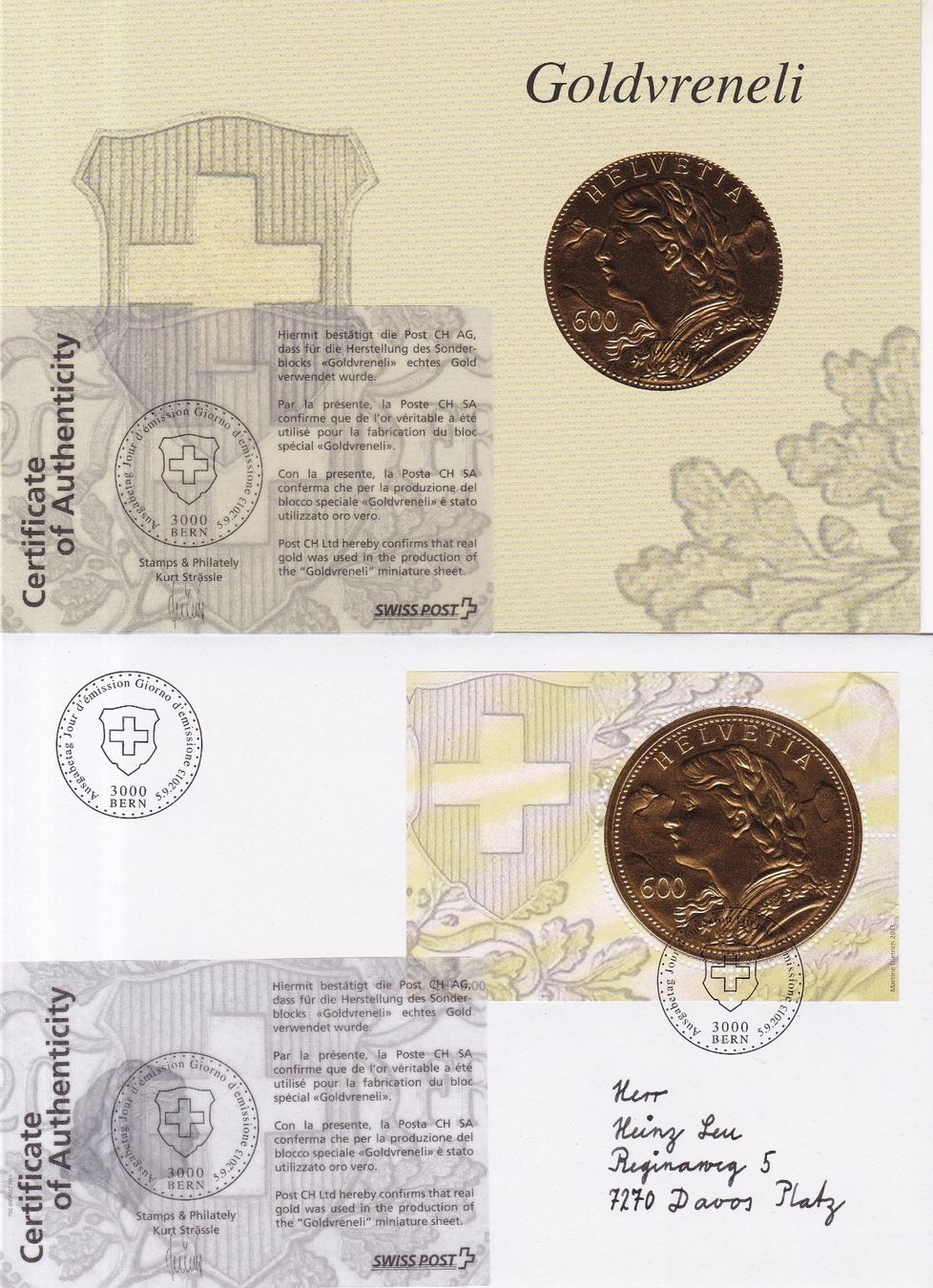 Alle Briefmarken: 7 x CH Blocks, Klenbogen bis 2014, ET – Gebraucht aus Münchwilen AG von Nesar 3