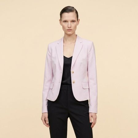 Blazer HUGO Hugo Boss Rose Fines Rayures Ramie Coton T. 40
