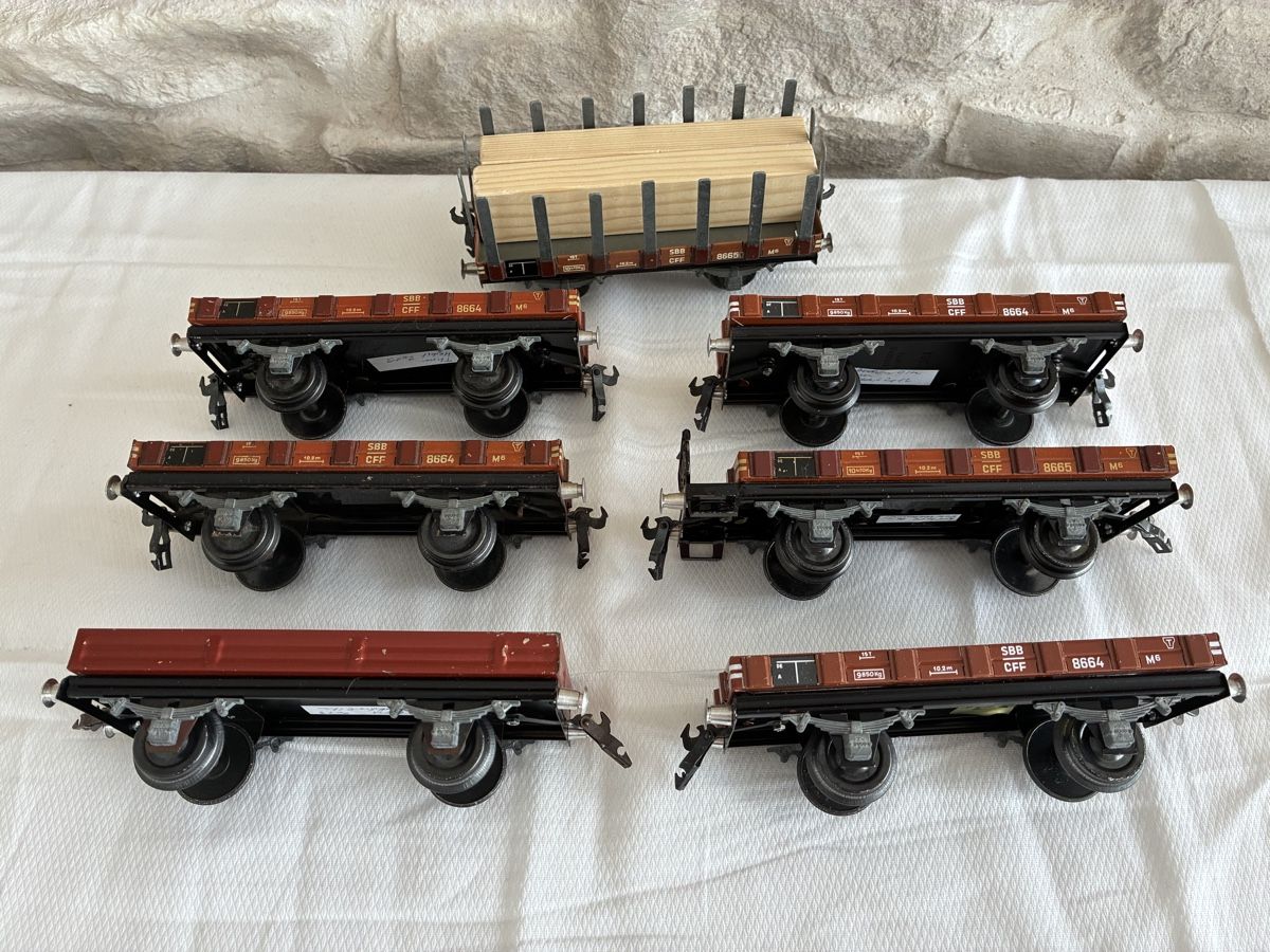 Buco Modelleisenbahnen: Buco Rungenwagen SBB CFF 7 Stk. – Gebraucht aus Buchs AG von sasami01 1