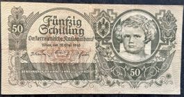 Seltene 50 Schilling Banknote, Österreich 1945