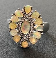 VINTAGE RING STERLING 925 OPALE,NATÜRLICHE STEINE, GR.53