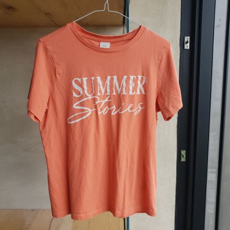 🐸 T-SHIRT Gr S "SUMMER STORIES" lachs-orange