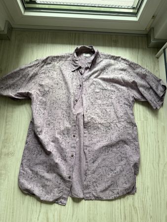 Vintage Short Sleeve Shirt - Lilac with funky print