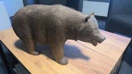 Museale Holzschnitzerei: Braunbär, massiv GROSS XXL