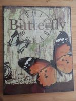 originelle Wanduhr Uhr mit Schmetterling shabby chic NEU