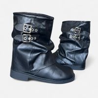 Stiefel Lederoptik Schwarz Damen Grösse 38