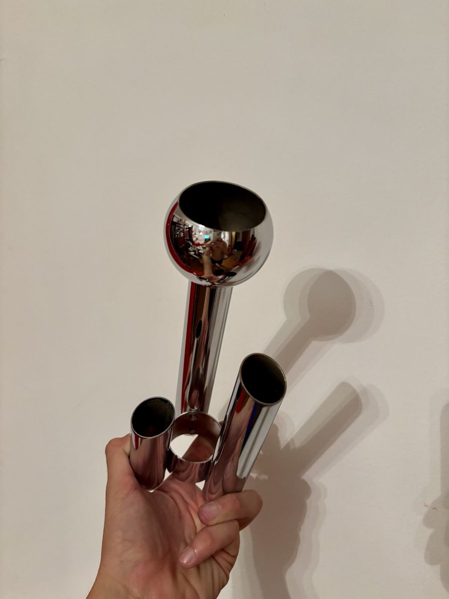 Vasi & Recipienti: Space age 1970s chrome metal vase – Usato da Lugano venduto da rrkivio 1