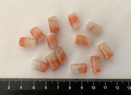 13 perles Quartz blanc orange, "tubes" / Quarz