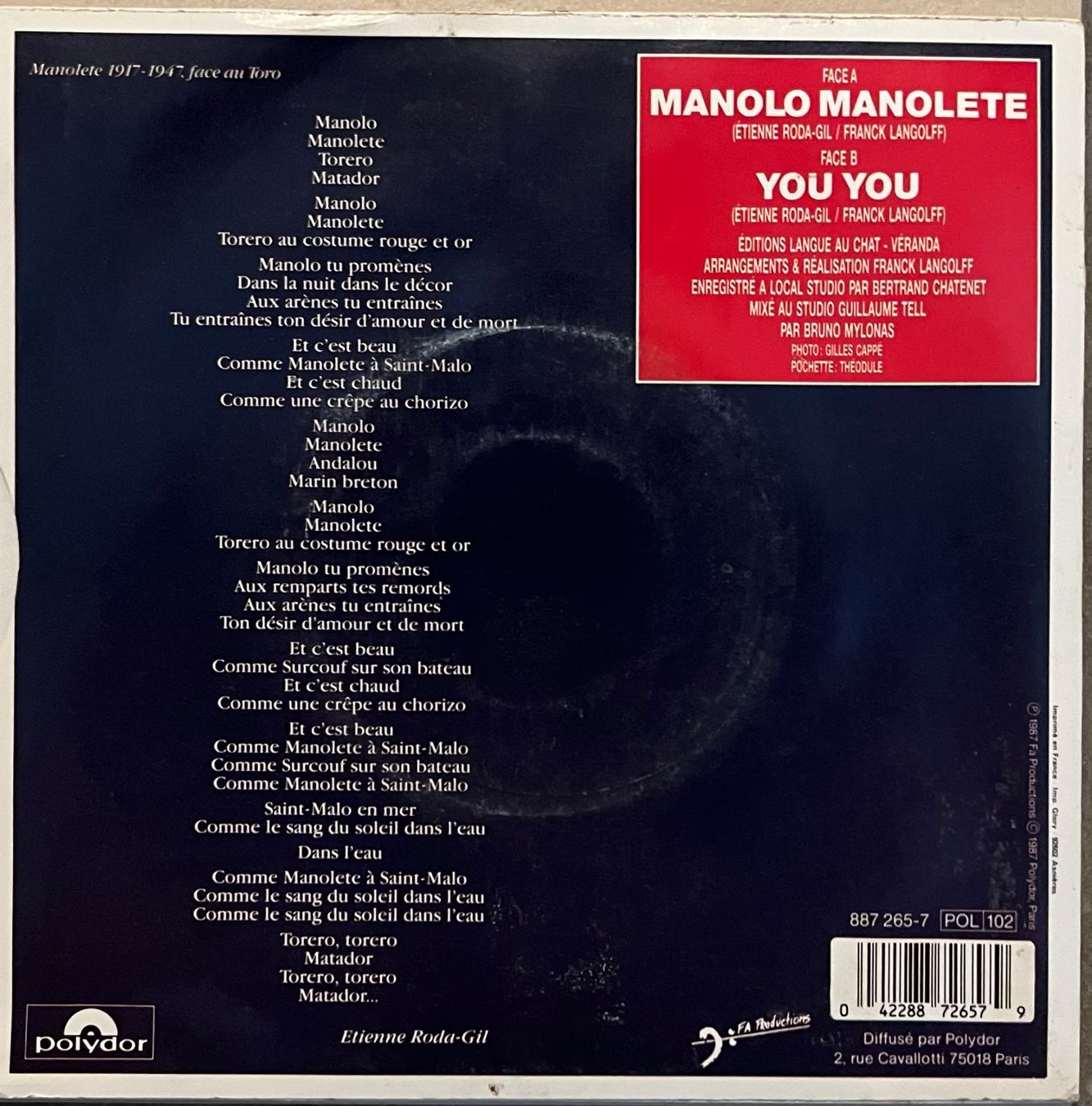 Dischi in vinile: VANESSA PARADIS - MANOLO MANOLETE – Usato da Bussigny venduto da vinyl-pas-cher 1