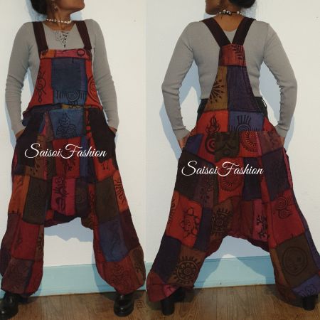 Herbst Hippie  Goa Boho Overall 100%Baumwolle Latzhose XS-XL