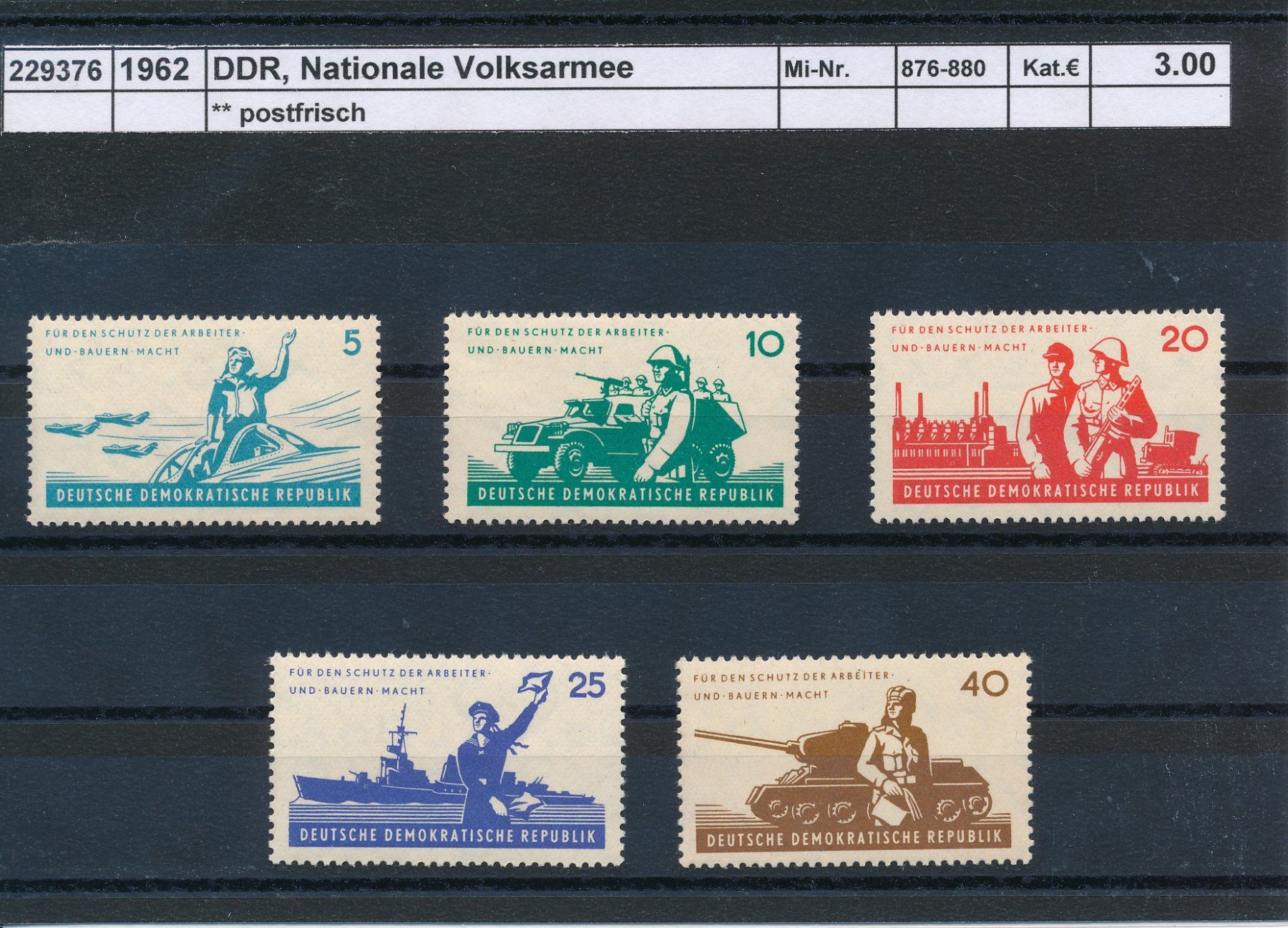 Alle Briefmarken: 1962 DDR, Nationale Volksarmee – Neu (gemäss Beschreibung) aus Winterthur von