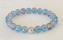 Edelstein Armband Aqua Aura Bergkristall mit Silber auf Mass
