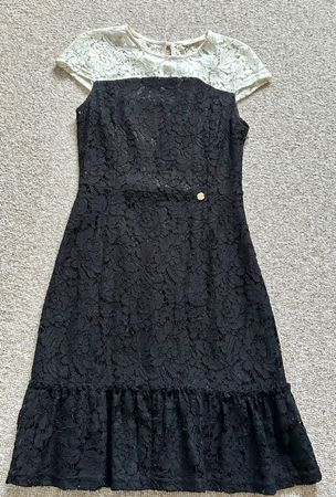 Elegantes Spitzenkleid, schwarz/creme, Gr. 34/36 Gaudi Jeans