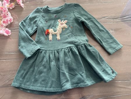Kleid Oilily grün Einhorn Applikation Grösse 104 🦄💕