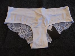 Weisses Panty mit Spitze, neu, Grösse XS