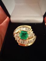 Kolumbien Smaragd 0.75ct Diam. Ring 14k Gr 54 Zerti *S2325