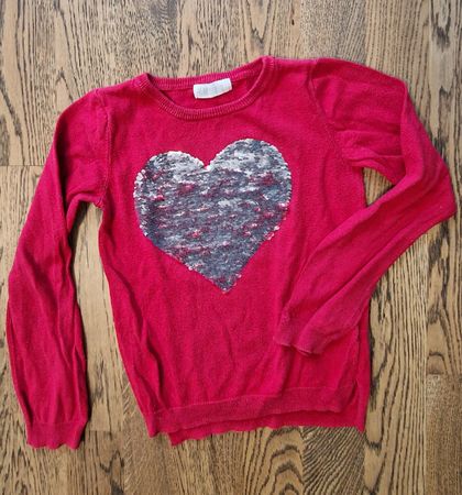 H&M Pulli Gr.122/128 mit Herz wendepailletten