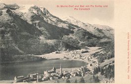 St. Moritz (GR) – Dorf und Bad mit Piz Surlej und Piz Corvat