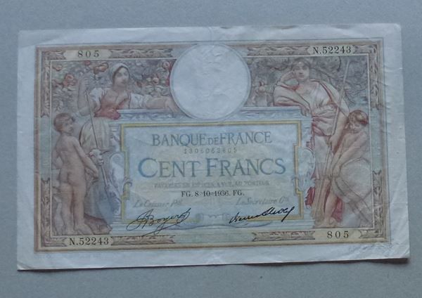 Banknoten: Frankreich ++ 100 Francs 08.10.1936 – Gebraucht aus Walkringen von Casablanca777